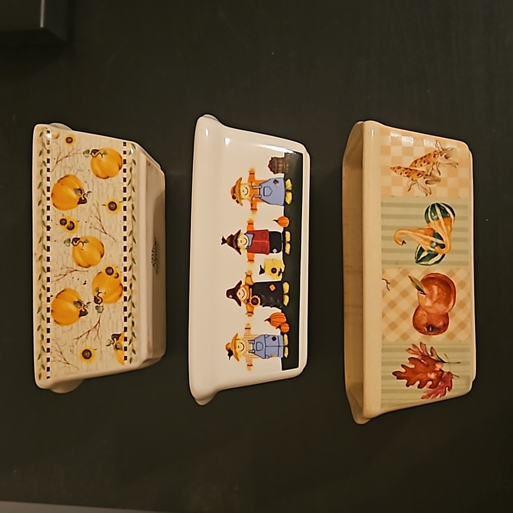 Ceramic Fall Mini Loaf Pans Autumn Pumpkin Scarecrow Baking Cookware